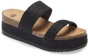 Bp. Tenley Flat Form Slide Sandal Textured Open Toe Black/Brown Size 5.5